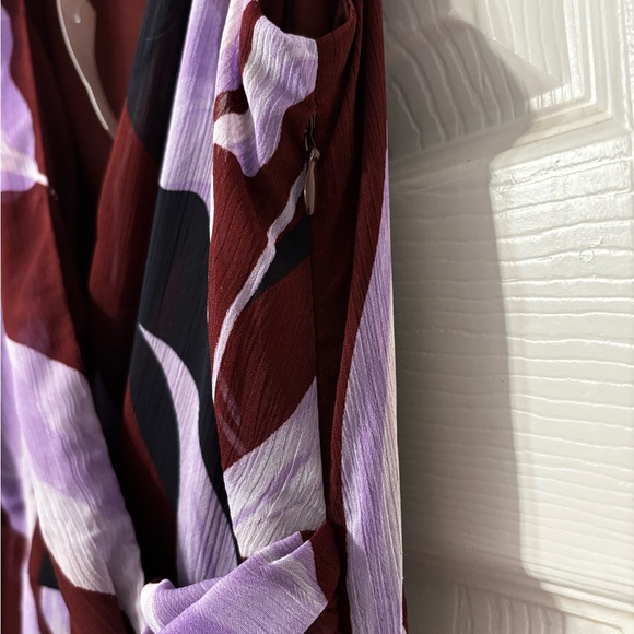 Ann Taylor Plum Floral Wrap Maxi Dress with Lavender Blooms - Picture 9 of 14